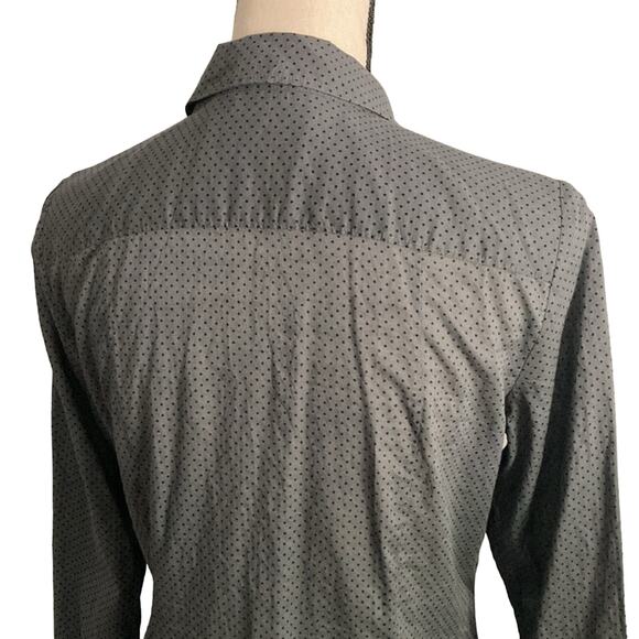 Ann Taylor Loft gray polka dot button down blouse dark academia secretary MP - Picture 7 of 10